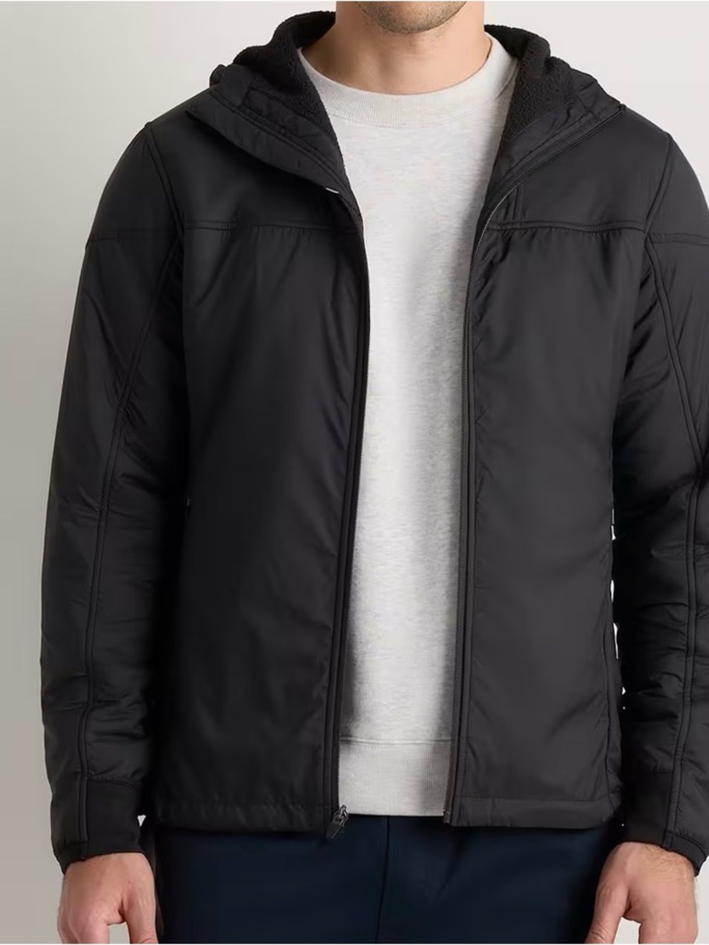 Quince Black Weather Proof Fleece-Lined Hooded Jacket lightweight small
